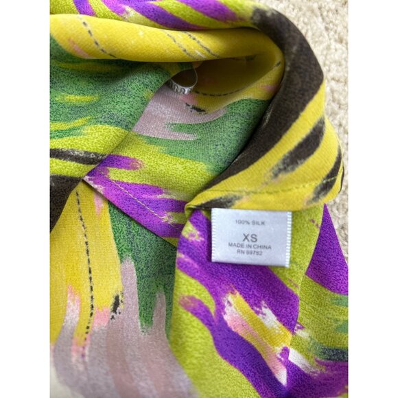 Josie Natori Blouse Top Women's Size XS 100% Silk Cowl Sleeveless Multicolor - Picture 4 of 7